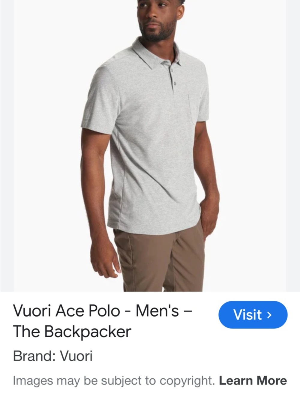 Vuori Ace Polo in Light Gray